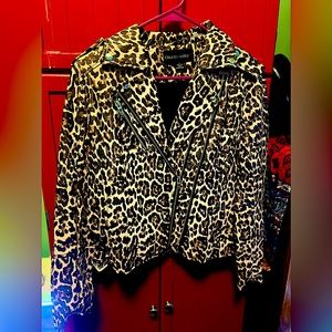 Women’s Cheetah Print Leather Jacket NWT